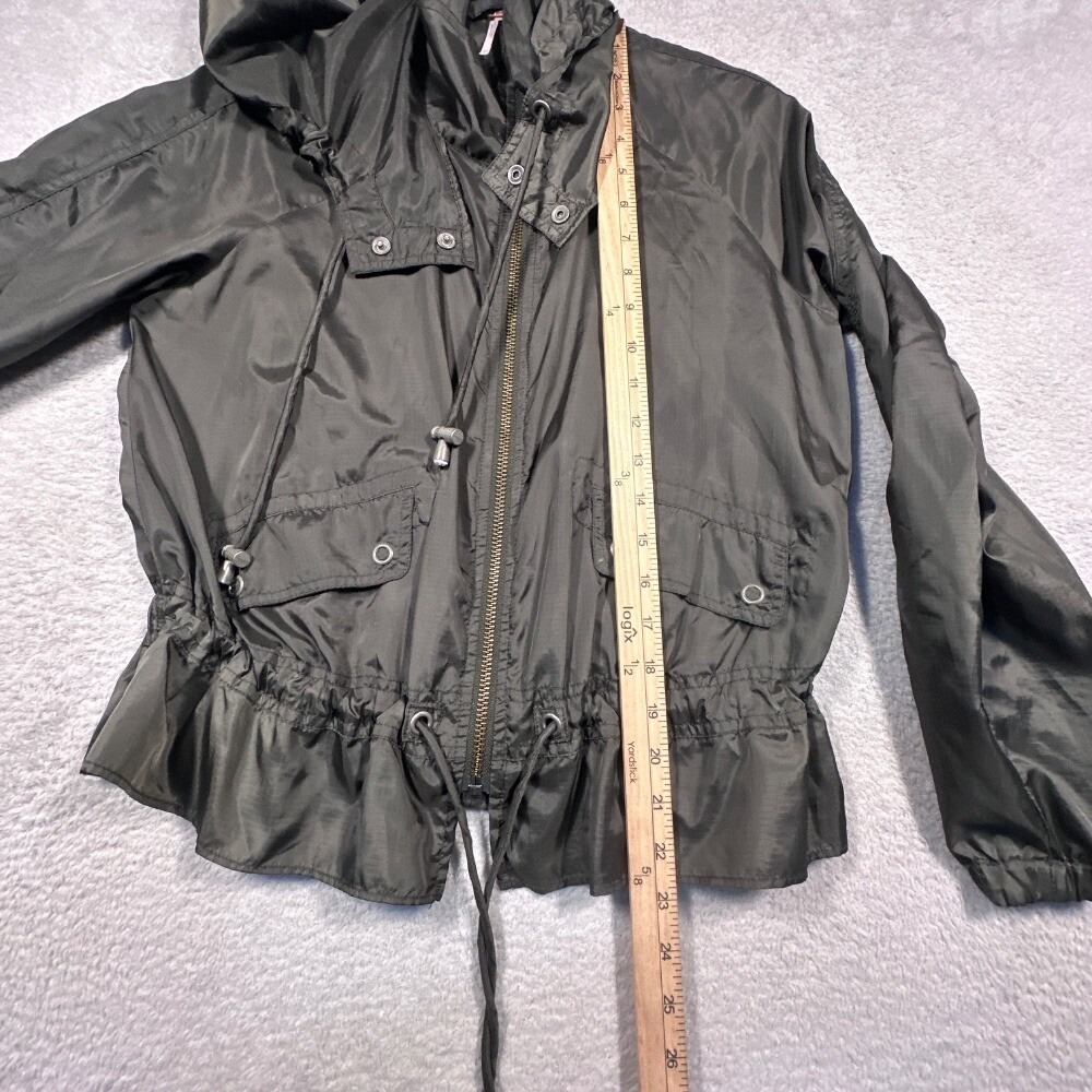 Free People‎ Peplum Windbreaker Jacket Womens XS Olive Green Ripstop Hooded - Picture 7 of 14